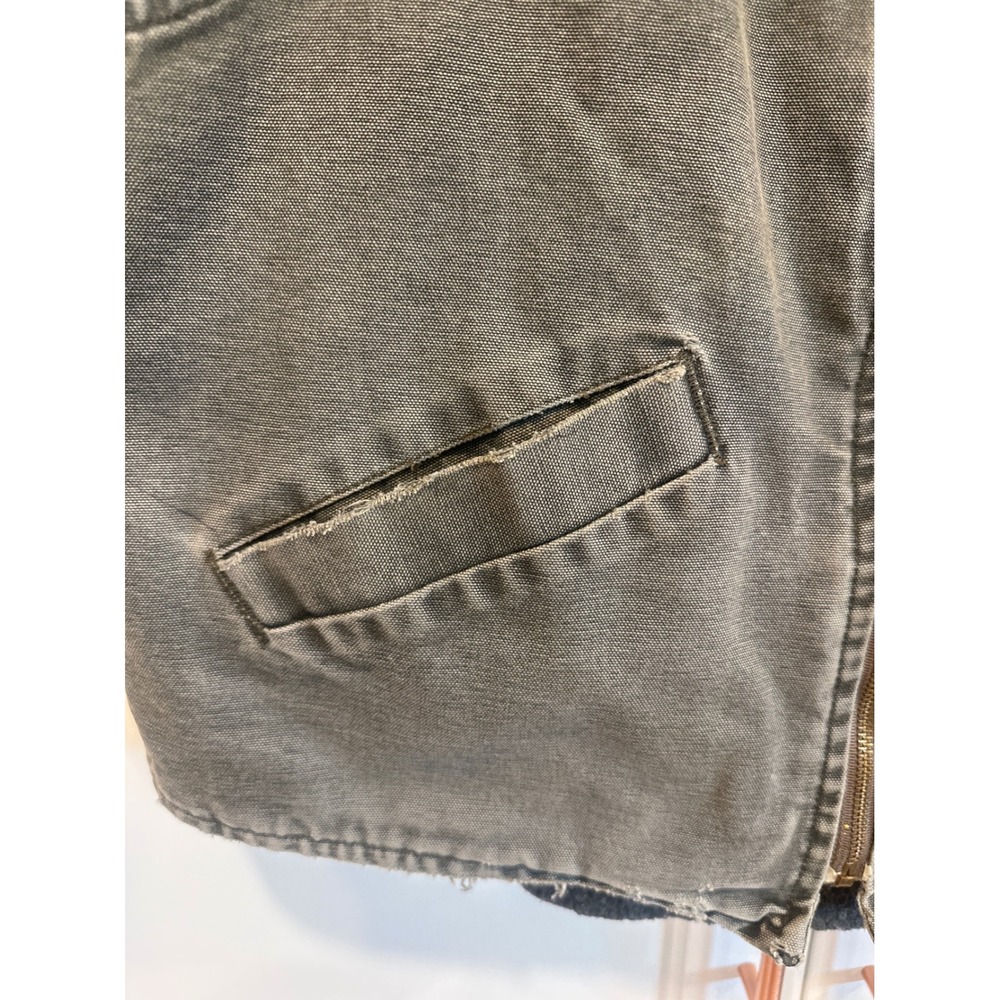 Carhartt V13 MOS Sandstone Duck Sherpa Lined Vest Mens Large Moss Green USA Made - Picture 3 of 9